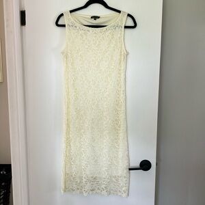 MARINA Cream Midi Dress Scoop Neck Sleeveless